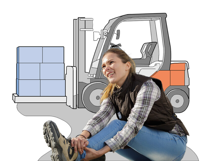 Woman Injured in Forklift Accident Seeking Compensation - Graphic Illustration