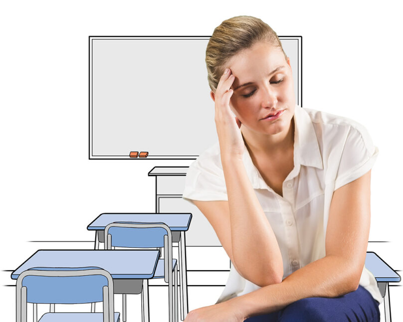 Female Schoolteacher Suffering Stress Due to Work