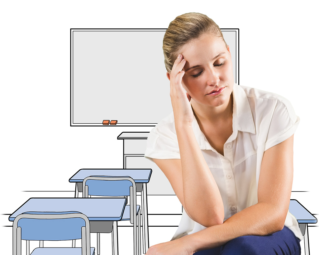 Female Schoolteacher Suffering Stress Due to Work