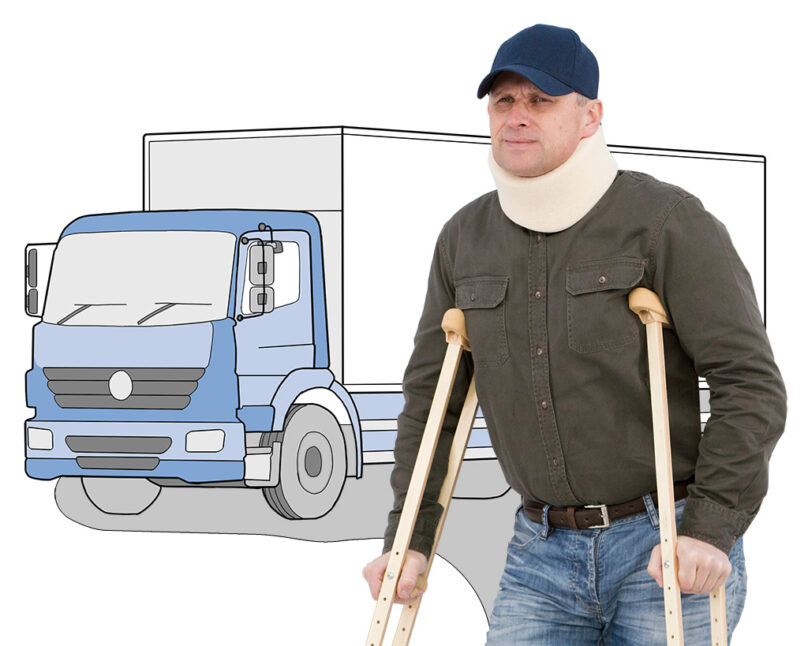 Man Injured in Truck Accident Seeking Compensation - Graphic Illustration