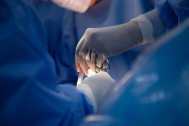 Surgeons performing a caesarean section.