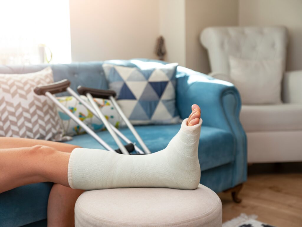Woman receiving workers compensation for ankle and foot injury